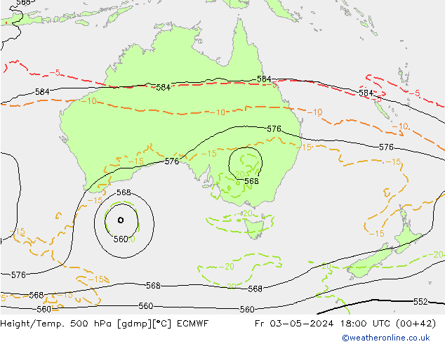 Z500/Rain (+SLP)/Z850 ECMWF Fr 03.05.2024 18 UTC