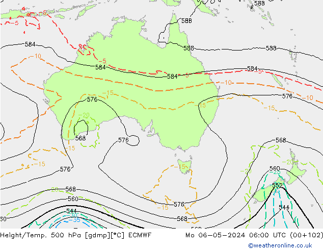 Z500/Rain (+SLP)/Z850 ECMWF Mo 06.05.2024 06 UTC