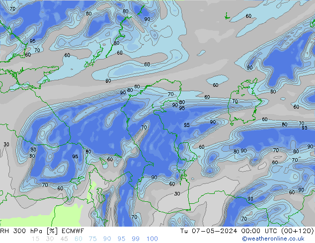 RH 300 hPa ECMWF  07.05.2024 00 UTC