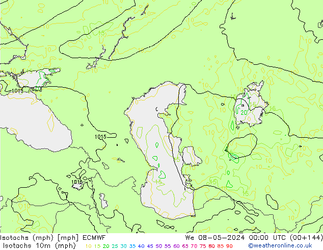 Isotachs (mph) ECMWF  08.05.2024 00 UTC