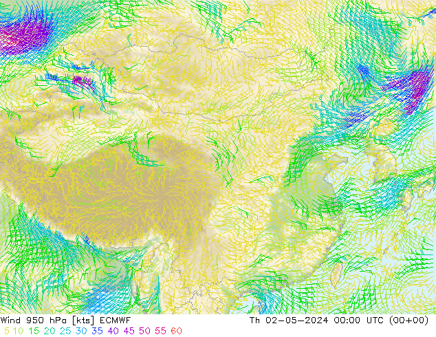 风 950 hPa ECMWF 星期四 02.05.2024 00 UTC