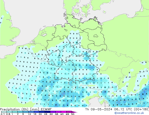 Z500/Regen(+SLP)/Z850 ECMWF do 09.05.2024 12 UTC