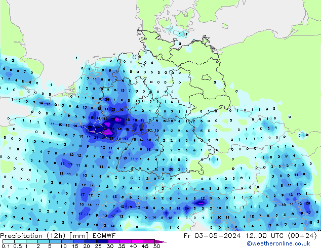 Precipitação (12h) ECMWF Sex 03.05.2024 00 UTC