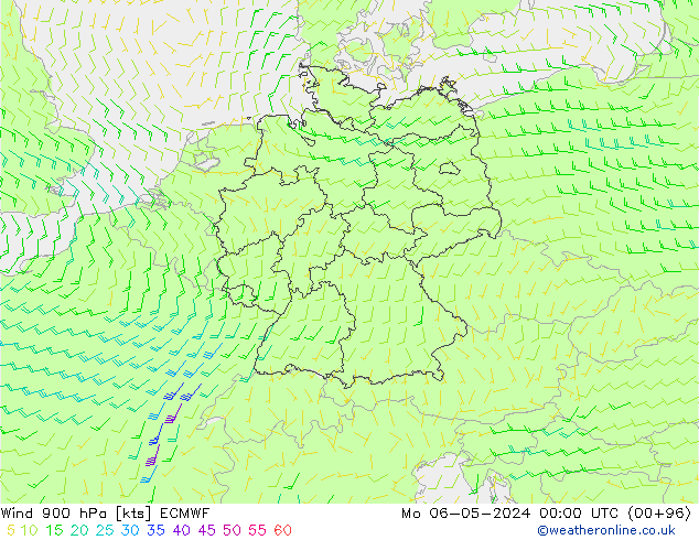 ветер 900 гПа ECMWF пн 06.05.2024 00 UTC