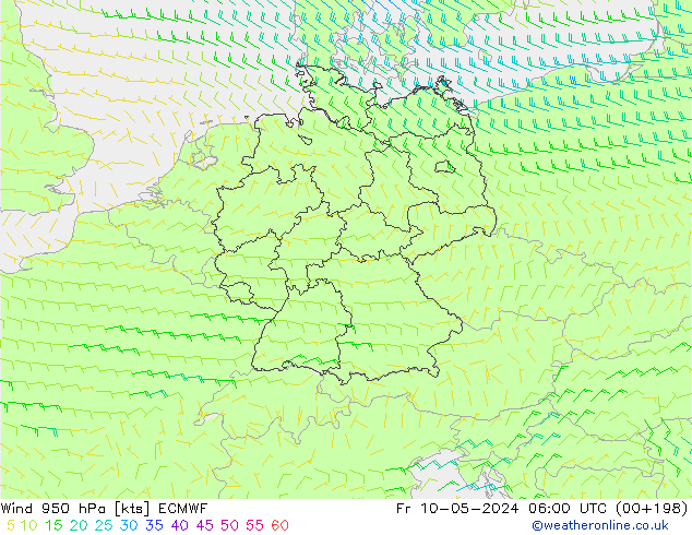 Wind 950 hPa ECMWF Fr 10.05.2024 06 UTC