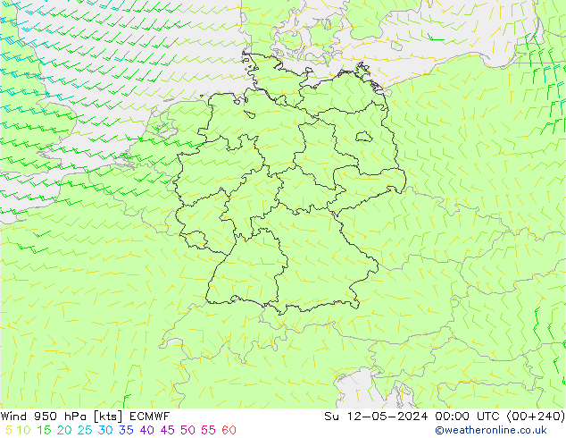 Wind 950 hPa ECMWF zo 12.05.2024 00 UTC