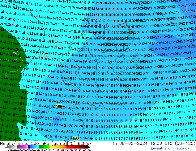 Z500/Regen(+SLP)/Z850 ECMWF do 09.05.2024 12 UTC