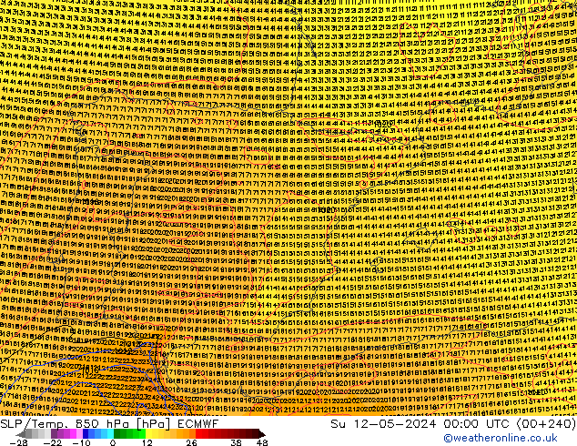 SLP/Temp. 850 hPa ECMWF dim 12.05.2024 00 UTC