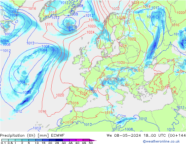 Z500/Rain (+SLP)/Z850 ECMWF Mi 08.05.2024 00 UTC