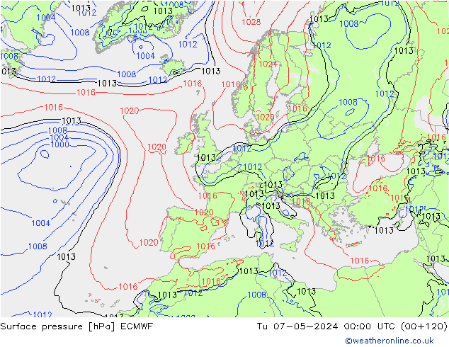 Pressione al suolo ECMWF mar 07.05.2024 00 UTC