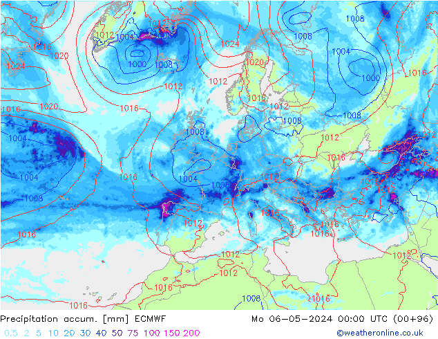 Precipitation accum. ECMWF lun 06.05.2024 00 UTC