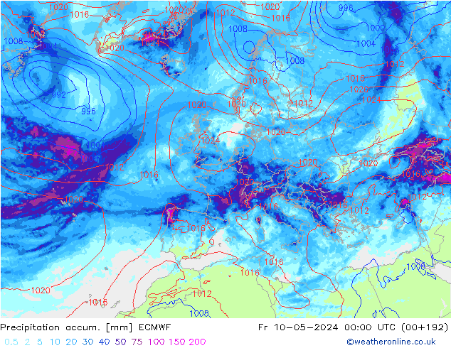 Precipitation accum. ECMWF Fr 10.05.2024 00 UTC