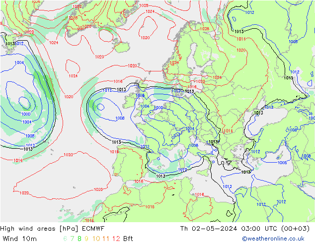 High wind areas ECMWF jeu 02.05.2024 03 UTC