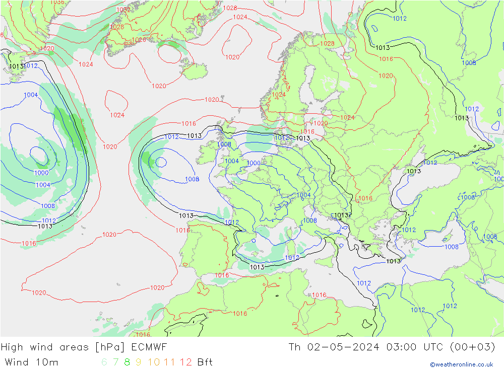 High wind areas ECMWF jeu 02.05.2024 03 UTC