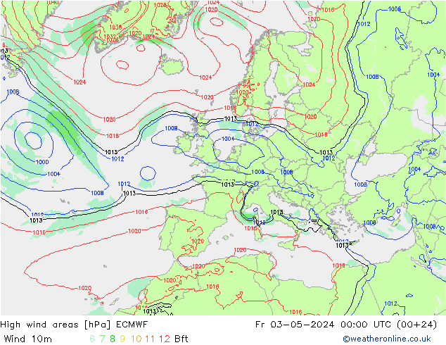 High wind areas ECMWF Fr 03.05.2024 00 UTC