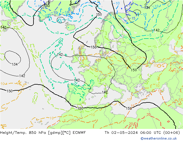 Z500/Rain (+SLP)/Z850 ECMWF Do 02.05.2024 06 UTC