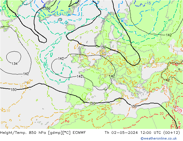 Z500/Rain (+SLP)/Z850 ECMWF jue 02.05.2024 12 UTC