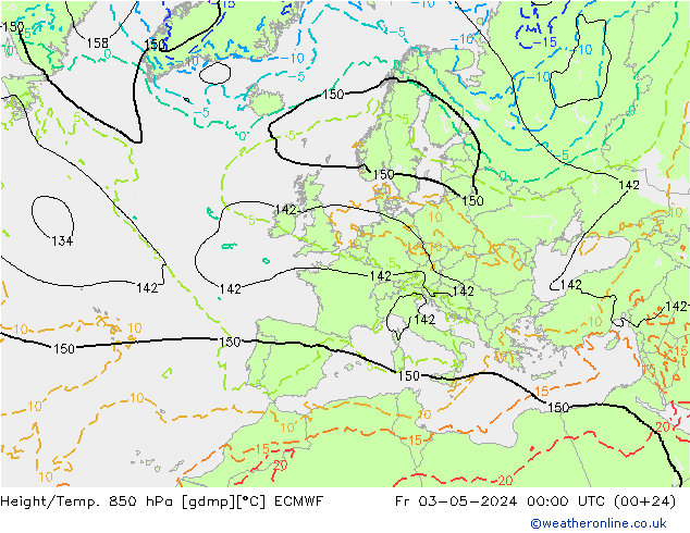 Height/Temp. 850 hPa ECMWF Fr 03.05.2024 00 UTC