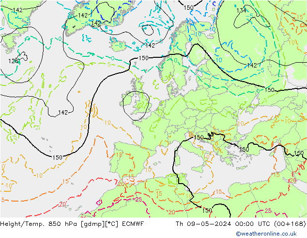 Height/Temp. 850 hPa ECMWF czw. 09.05.2024 00 UTC