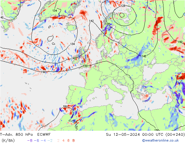 T-Adv. 850 hPa ECMWF  12.05.2024 00 UTC