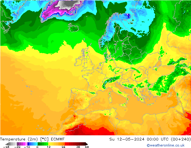 Temperatura (2m) ECMWF dom 12.05.2024 00 UTC