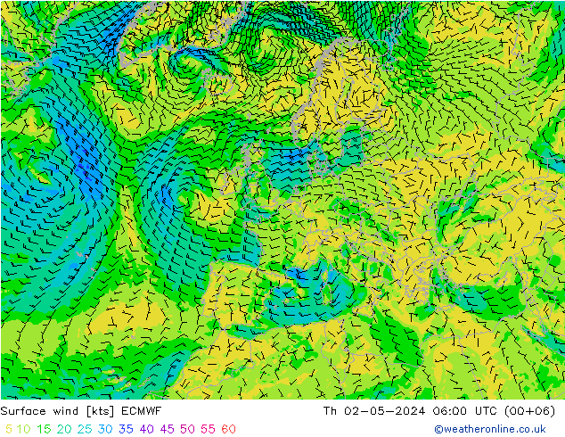 Surface wind ECMWF Th 02.05.2024 06 UTC