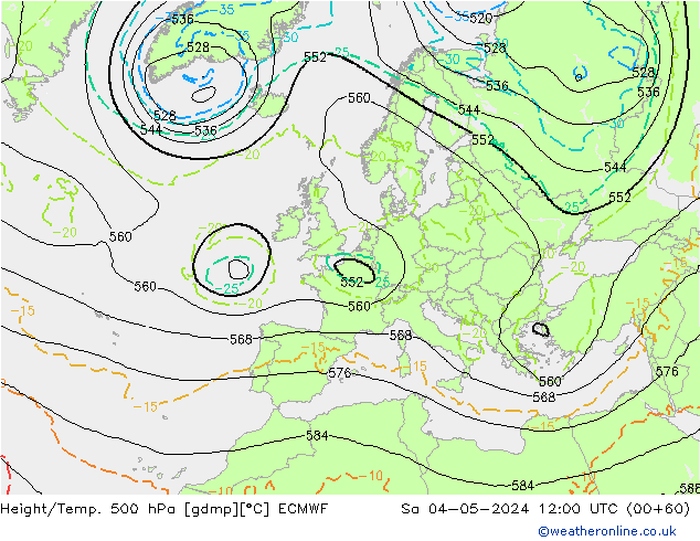 Z500/Rain (+SLP)/Z850 ECMWF  04.05.2024 12 UTC