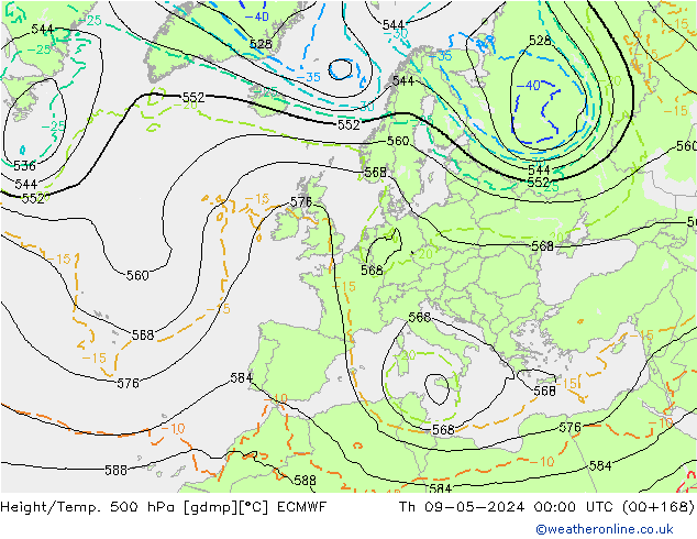 Z500/Yağmur (+YB)/Z850 ECMWF Per 09.05.2024 00 UTC