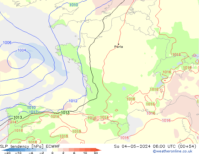 Druktendens (+/-) ECMWF za 04.05.2024 06 UTC