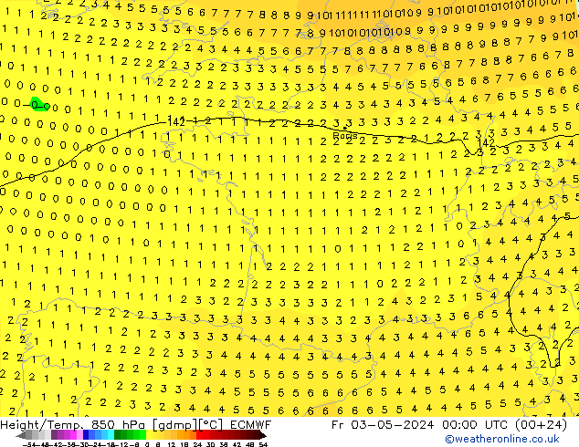 Z500/Rain (+SLP)/Z850 ECMWF Fr 03.05.2024 00 UTC