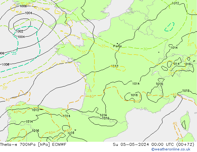 Theta-e 700hPa ECMWF Su 05.05.2024 00 UTC