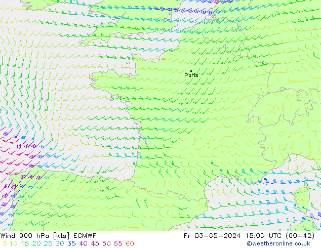 ветер 900 гПа ECMWF пт 03.05.2024 18 UTC