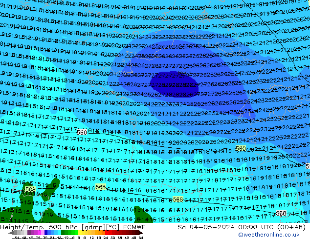 Z500/Rain (+SLP)/Z850 ECMWF Sáb 04.05.2024 00 UTC