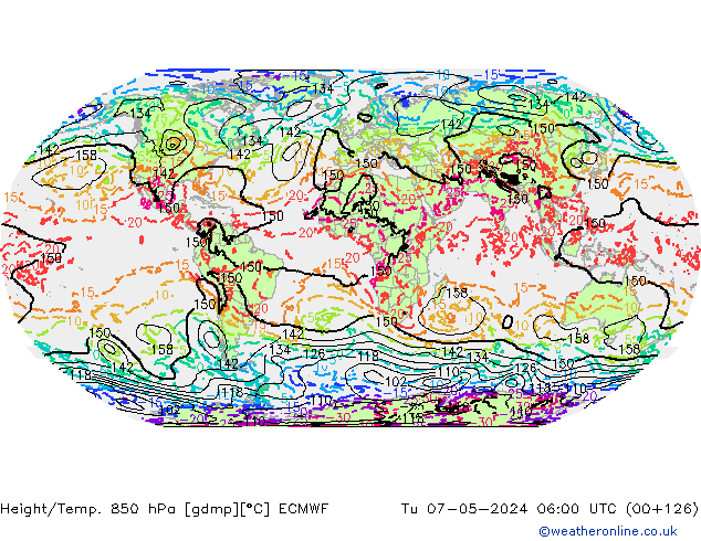 Z500/Rain (+SLP)/Z850 ECMWF wto. 07.05.2024 06 UTC