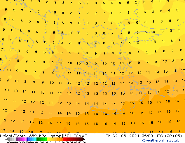 Z500/Rain (+SLP)/Z850 ECMWF czw. 02.05.2024 06 UTC