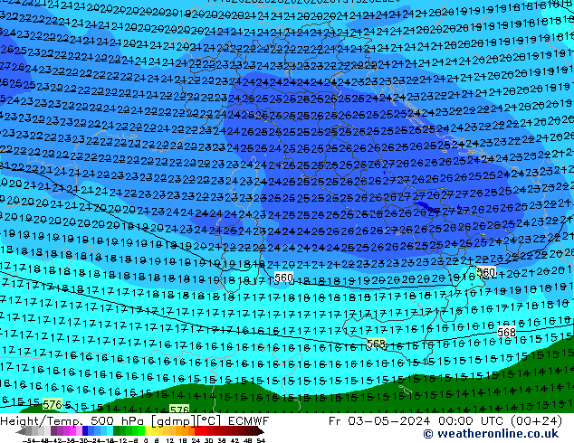 Z500/Rain (+SLP)/Z850 ECMWF Sex 03.05.2024 00 UTC