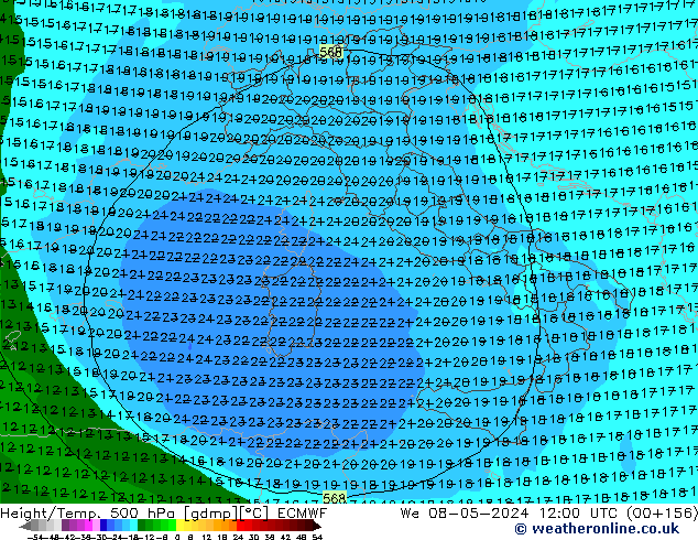 Z500/Rain (+SLP)/Z850 ECMWF We 08.05.2024 12 UTC