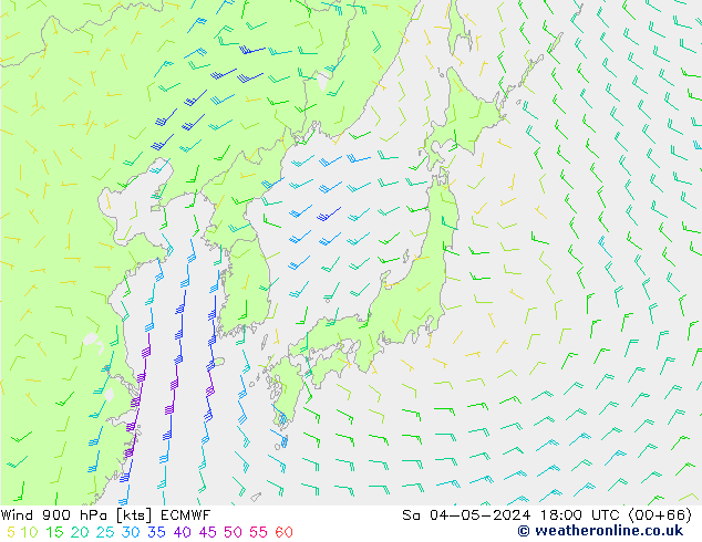 Vento 900 hPa ECMWF Sáb 04.05.2024 18 UTC