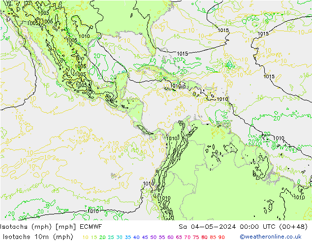 Isotachs (mph) ECMWF  04.05.2024 00 UTC