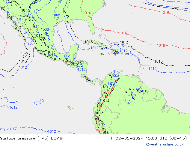 Surface pressure ECMWF Th 02.05.2024 15 UTC