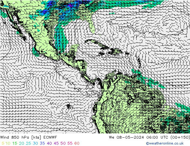 Wind 850 hPa ECMWF We 08.05.2024 06 UTC