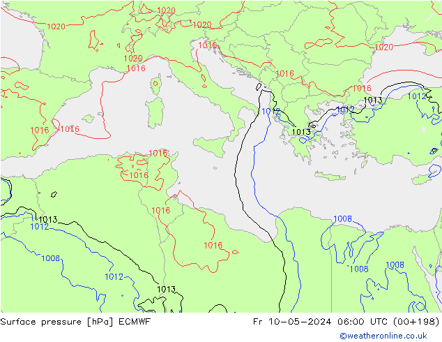 Yer basıncı ECMWF Cu 10.05.2024 06 UTC