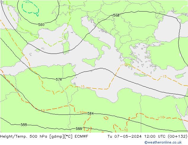 Z500/Rain (+SLP)/Z850 ECMWF mar 07.05.2024 12 UTC