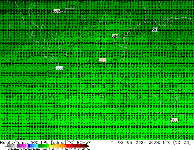 Z500/Rain (+SLP)/Z850 ECMWF jue 02.05.2024 06 UTC