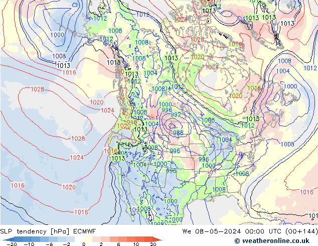 Tendenza di Pressione ECMWF mer 08.05.2024 00 UTC
