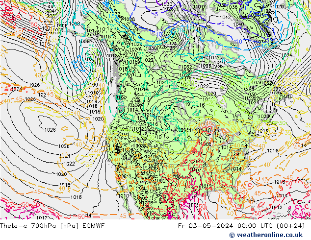 Theta-e 700hPa ECMWF Fr 03.05.2024 00 UTC