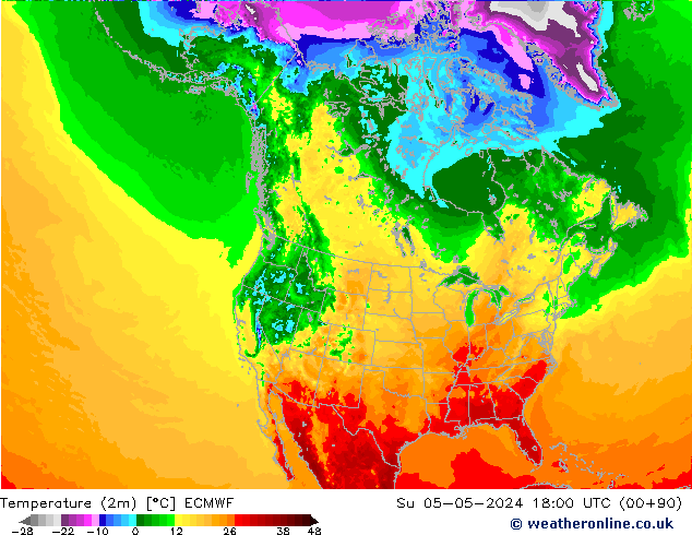Temperatura (2m) ECMWF dom 05.05.2024 18 UTC