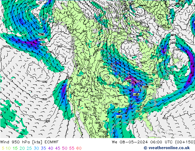 Wind 950 hPa ECMWF St 08.05.2024 06 UTC