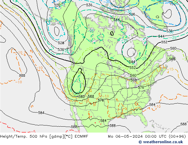 Z500/Rain (+SLP)/Z850 ECMWF  06.05.2024 00 UTC