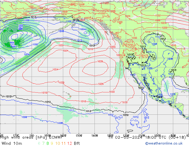 High wind areas ECMWF gio 02.05.2024 18 UTC